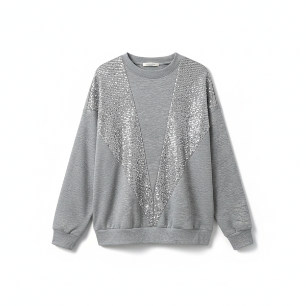 Pull gris à sequins