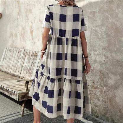 Robe longue à carreaux