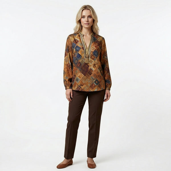 Pull jaune imprimé – Élégance lumineuse pour le quotidien