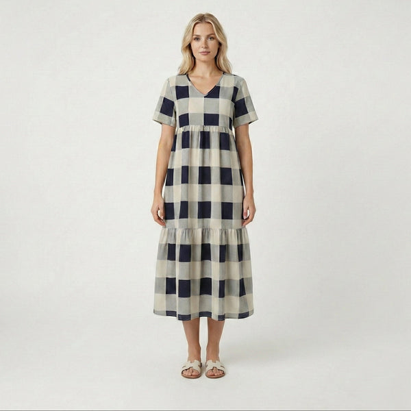 Robe longue à carreaux