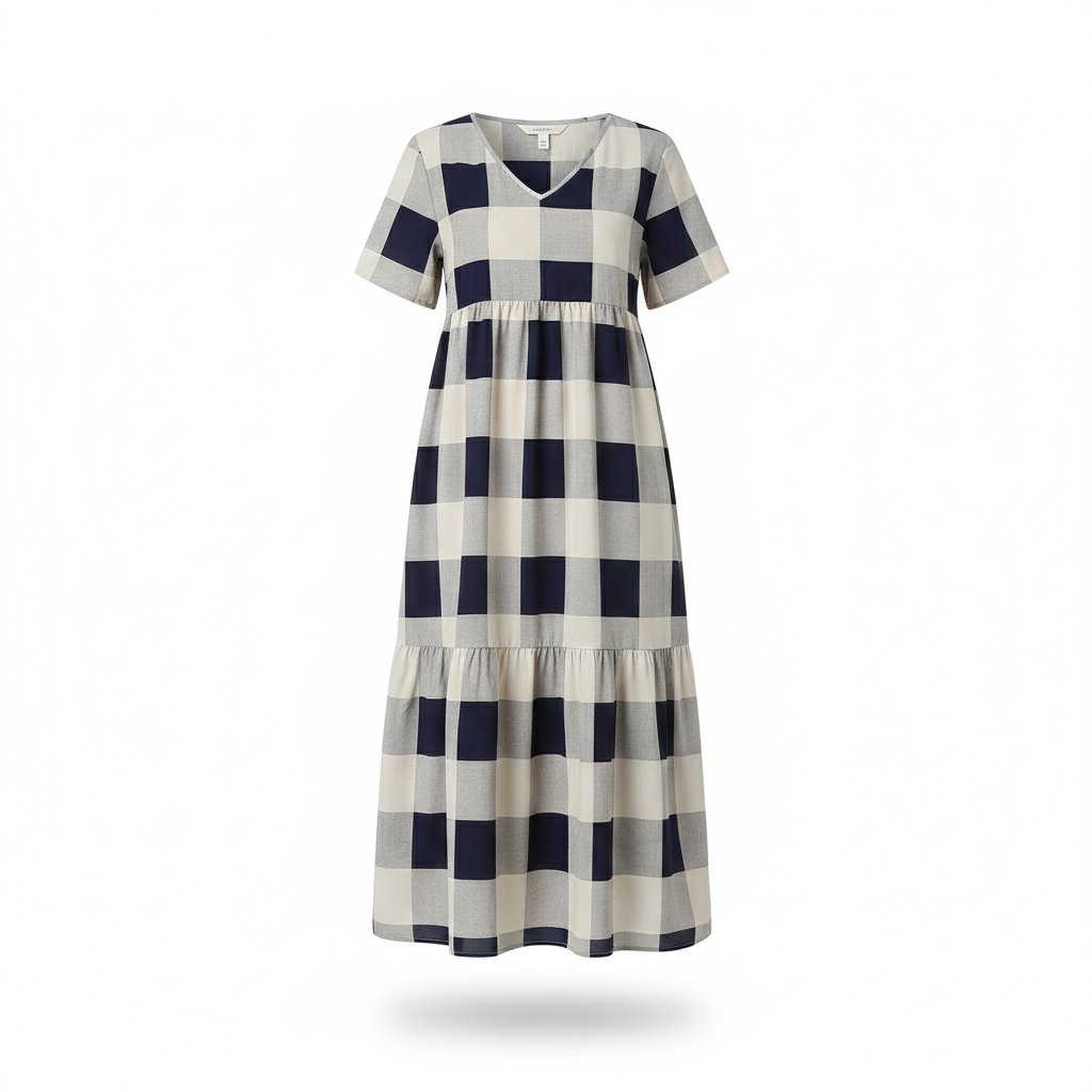 Robe longue à carreaux