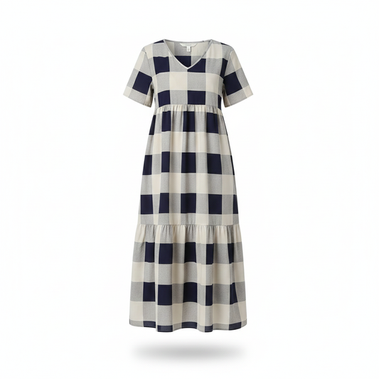 Robe longue à carreaux