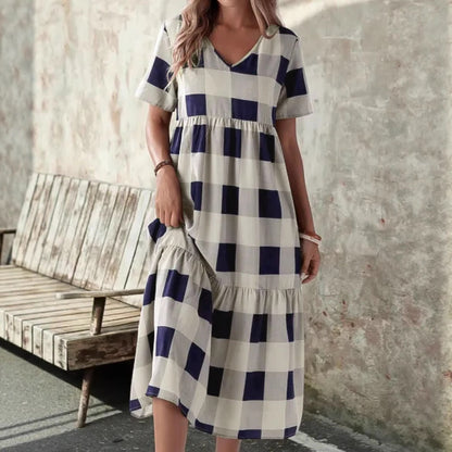 Robe longue à carreaux